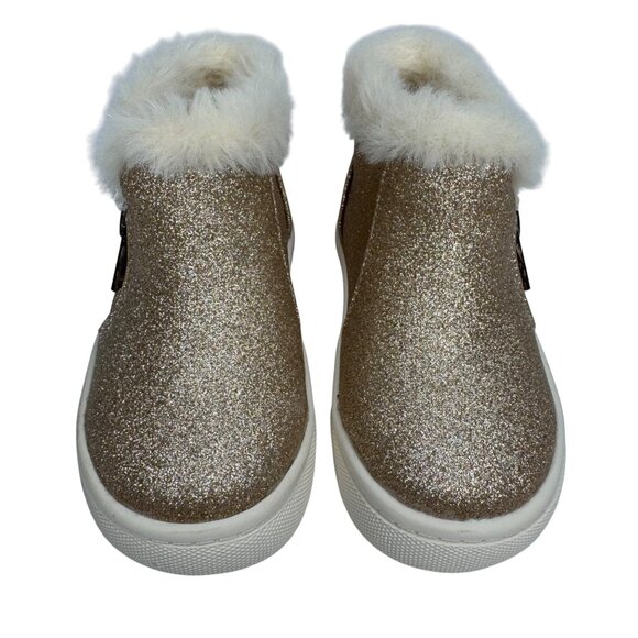 Kelly & Katie Lil Karina Toddler 5T Gold Glitter Ankle Boot Faux Fur Side Zipper - Picture 7 of 9